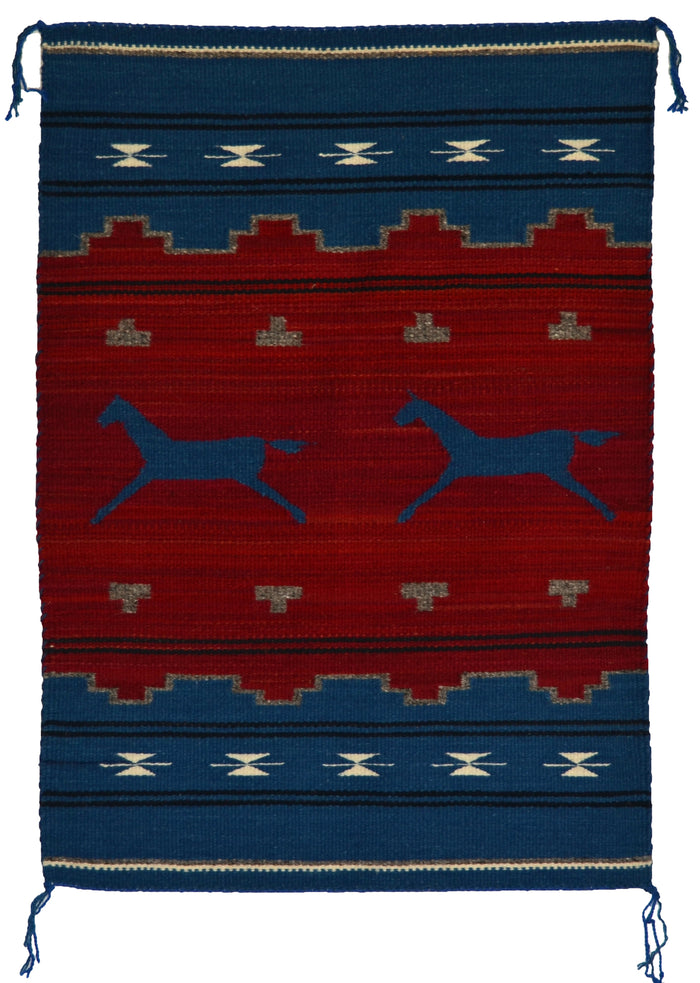 Pictorial Navajo Weaving : GH : Churro 1727 : 22.5" x 31.5" (1'10" x 2'7")