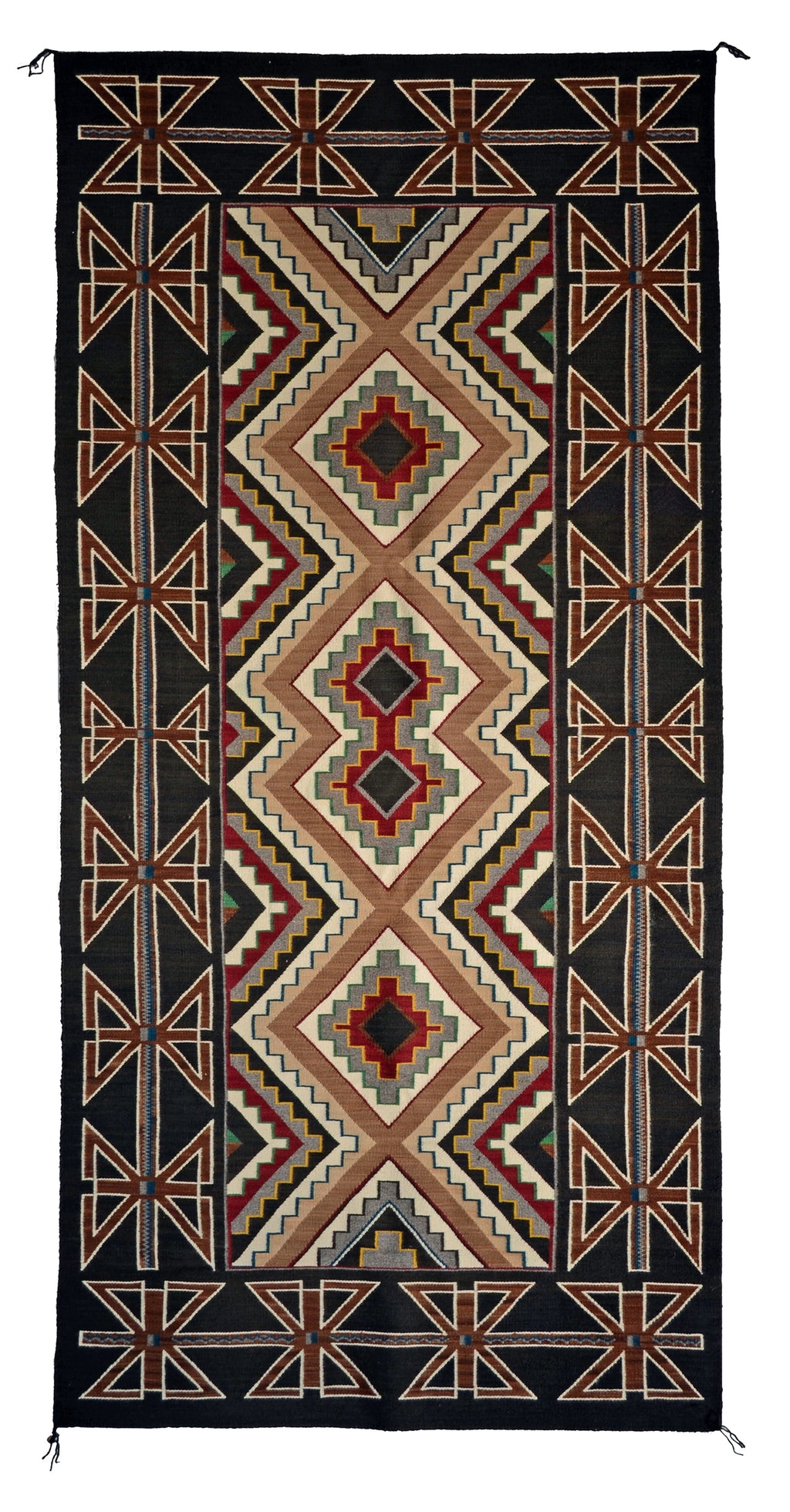 Red Mesa - Teec Nos Pos Navajo Rug : Marion Nez :  Churro 1068 : 48" x 104" (4" x 8'8")