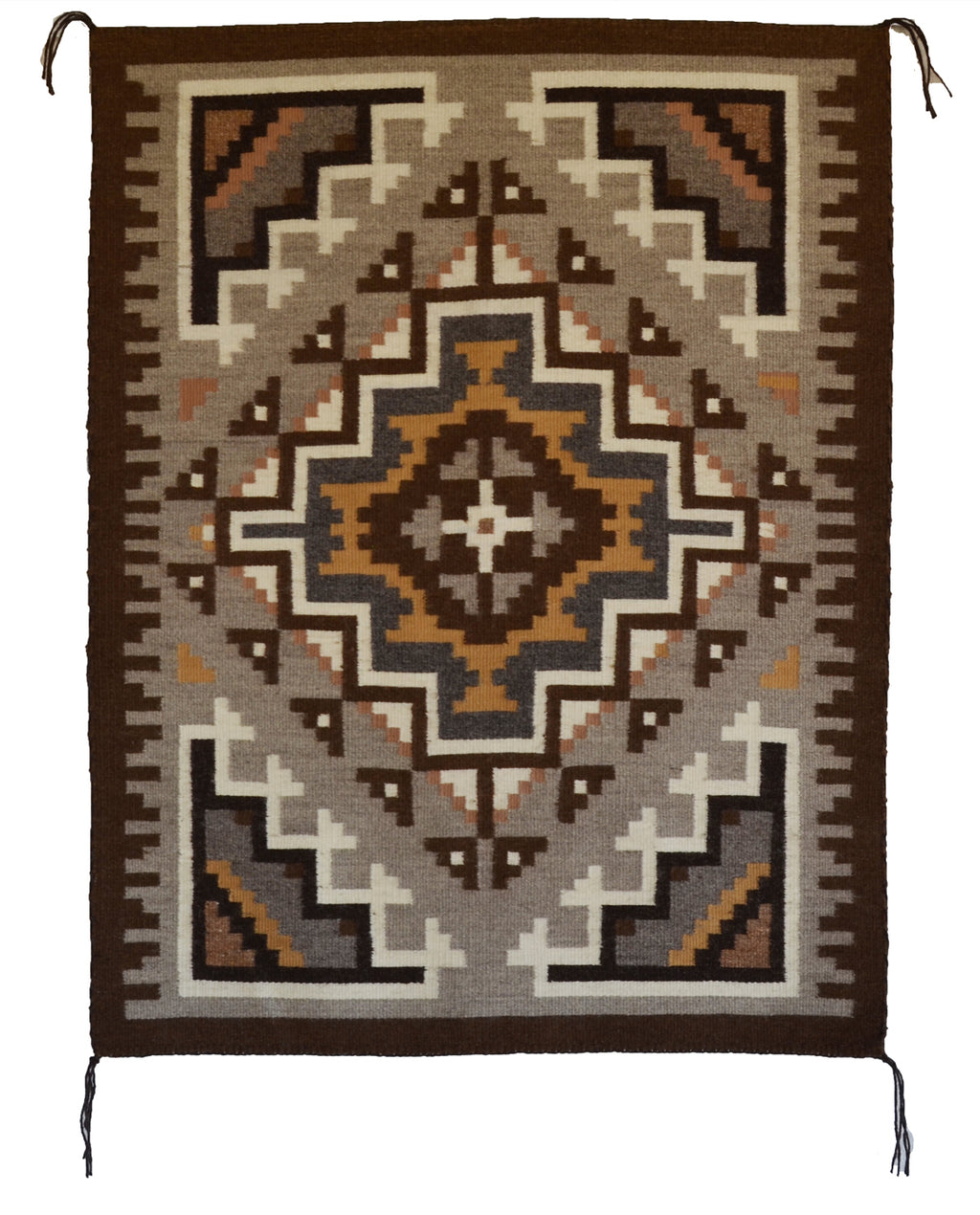 Two Grey Hills Navajo Rug : Helen Bia : Churro 1731 : 27" x 34.5"