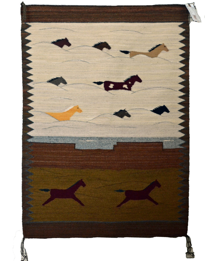 HOLD - Pictorial Navajo Weaving : GH : Churro 1743 : 29" x 39" (2'5" x 3'3")