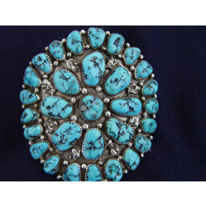 Native American Jewelry : Navajo : Silver And Turquoise Cuff Bracelet : NAJ-3 - Getzwiller's Nizhoni Ranch Gallery