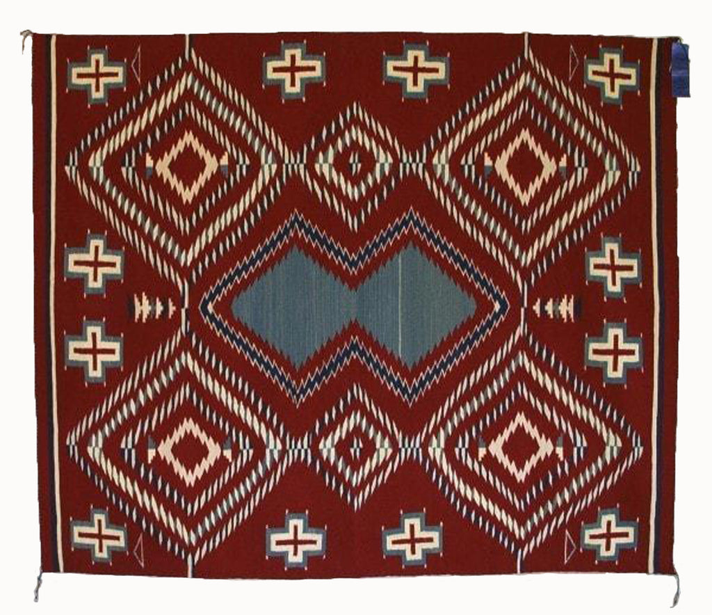 Serape Navajo Weaving : Laverta Marianito : Churro 425 : 62″ x 73″ - Getzwiller's Nizhoni Ranch Gallery