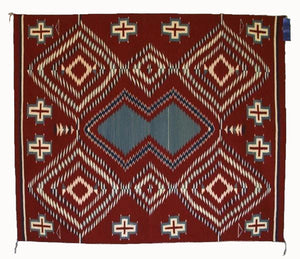 Serape Navajo Weaving : Laverta Marianito : Churro 425 : 62″ x 73″ - Getzwiller's Nizhoni Ranch Gallery
