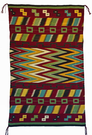 Womans Manta Navajo Blanket : Judy & Jalucie Marianito : Churro 1545 : 37" x 61" - Getzwiller's Nizhoni Ranch Gallery