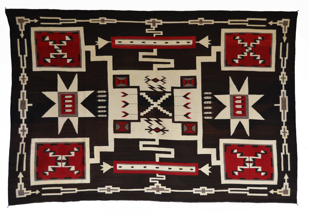 Storm Pattern Navajo Weaving  : Historic : GHT 2297-KS : 77" x 112" - Getzwiller's Nizhoni Ranch Gallery