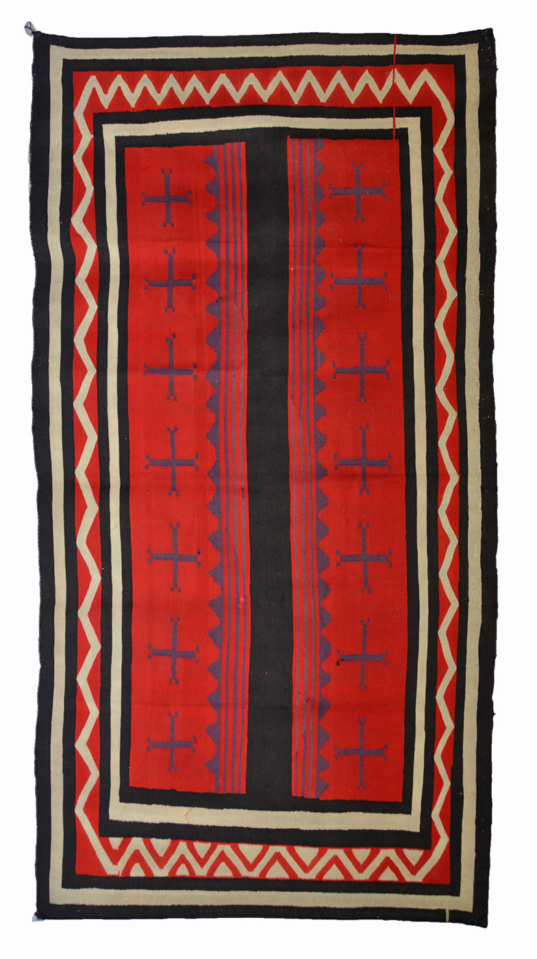 Late Classic Navajo Weaving : Historic Hubbell Portiere : PC 288 : 51" x 103"(4'3" x 8'7")