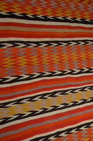 Transitional Native American Indian Blanket : Antique Navajo weaving : JV 105 : 53" x 81" : (4'5" x 6'9")