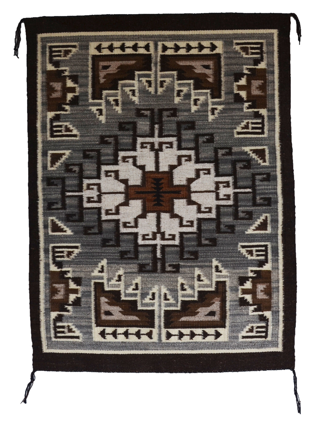 Two Grey Hills Navajo Rug : Cara Yazzie (Gorman) : Churro 1698 : 26" x 35.5 " (2'2" x 2'11.5")