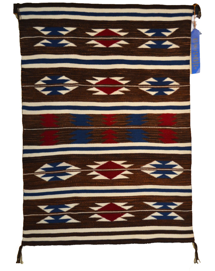Childs Blanket Navajo Weaving : Jalucie Marianito : Churro 1707 : 36" x 51" (3' x 4'3") : Award Winner!