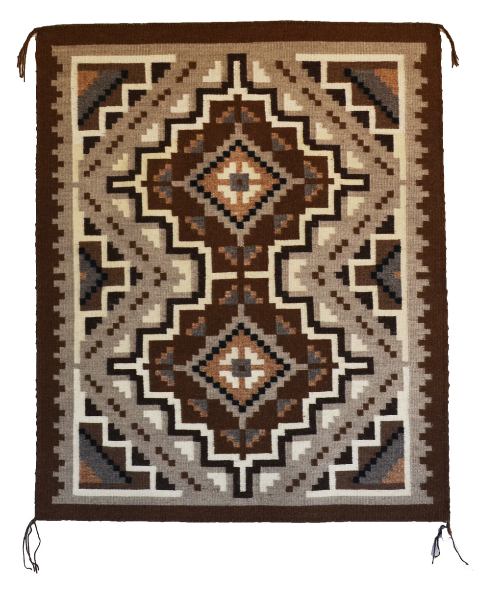 Two Grey Hills Navajo Rug : Helen Bia : Churro 1718 : 29" x 36" (2'5" x 3")