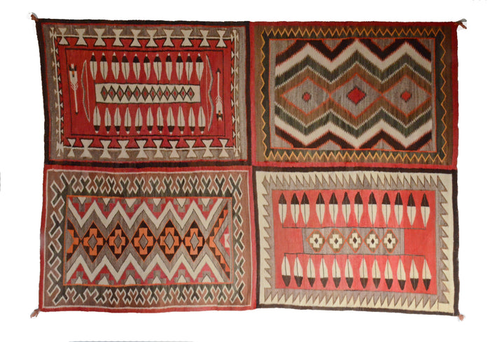 HOLD - Antique Navajo Rug: 4 in 1 Teec Nos Pos Pictorial : GHT 187 : 64" x 90" : (5'4" x 7'6")