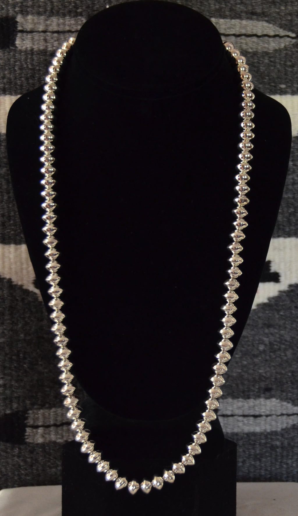 Native American Jewelry : Hand Crafted Silver Bead Necklace : Jeffrey Nelson : NAJ-N45 - Getzwiller's Nizhoni Ranch Gallery