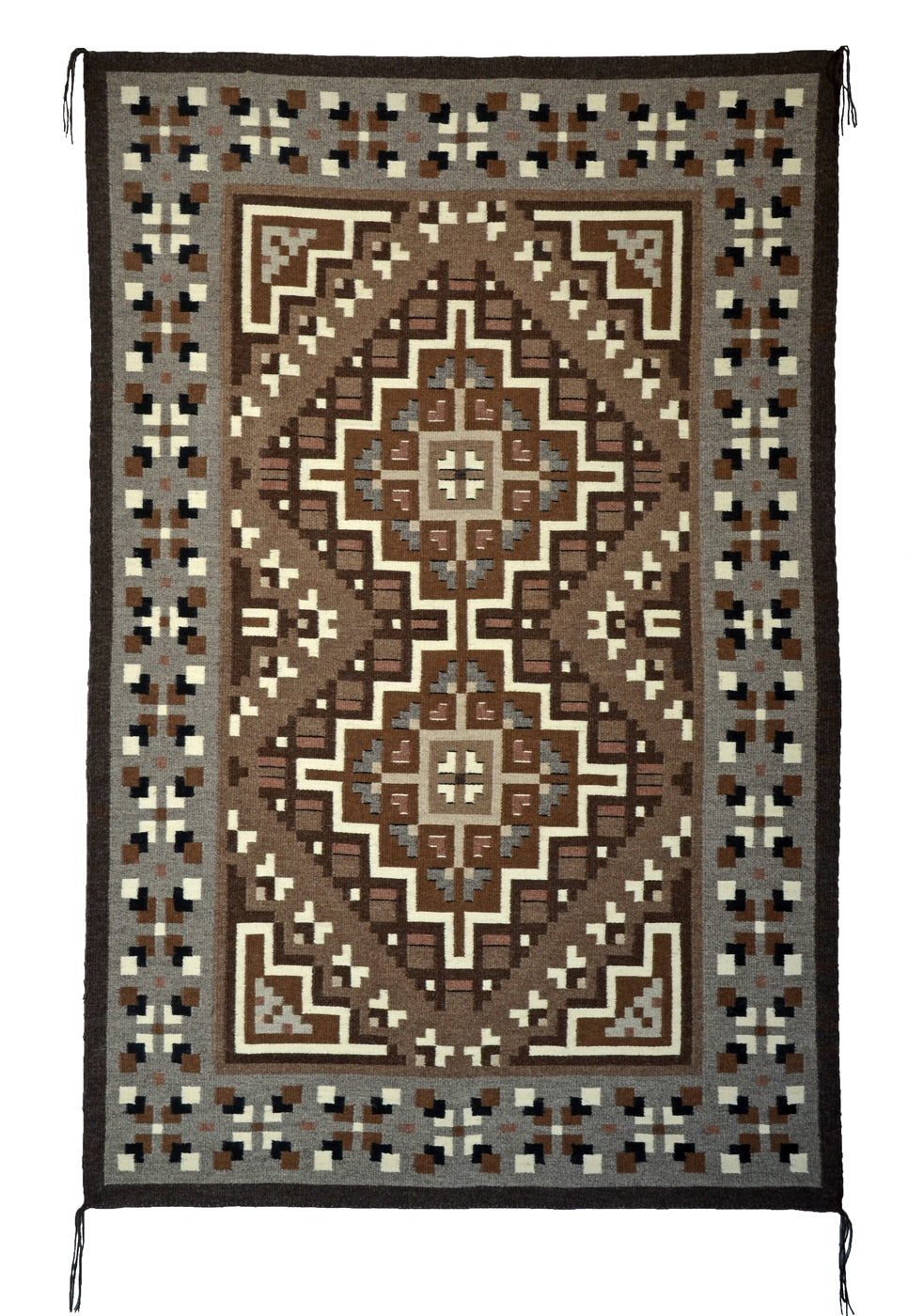 Two Grey Hills Navajo Rug : Helen Bia : Churro 1599 : 39" x 60" - Getzwiller's Nizhoni Ranch Gallery