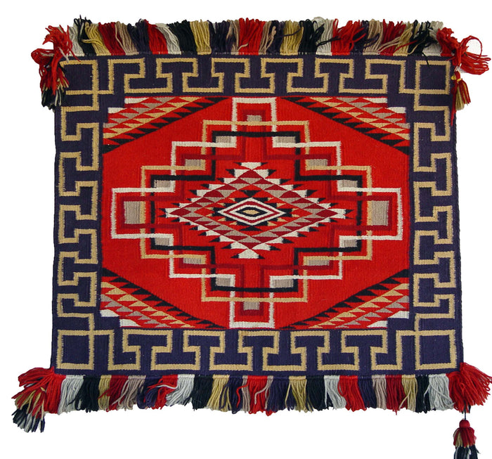 Saddle Blanket - Single Sunday Navajo Weaving : Historic : PC 119 : 25" x 25" : (2'1" x 2'1")