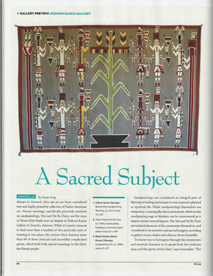 Native American Art Magazine April/May 2016 Article about 'WOVEN HOLY PEOPLE SHOW' Hangs through May