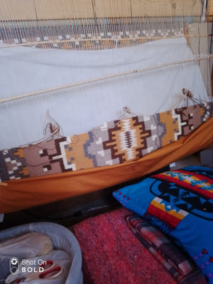 Three Turkey Ruins : Navajo Rug : Helen Bia : Looming