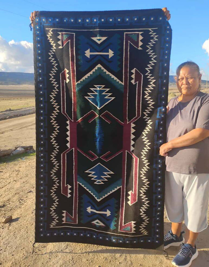 Crystal Navajo Weaving : Gloria Bitsui : Churro 1782 : 44" x 76" (3'8" x 6'4")
