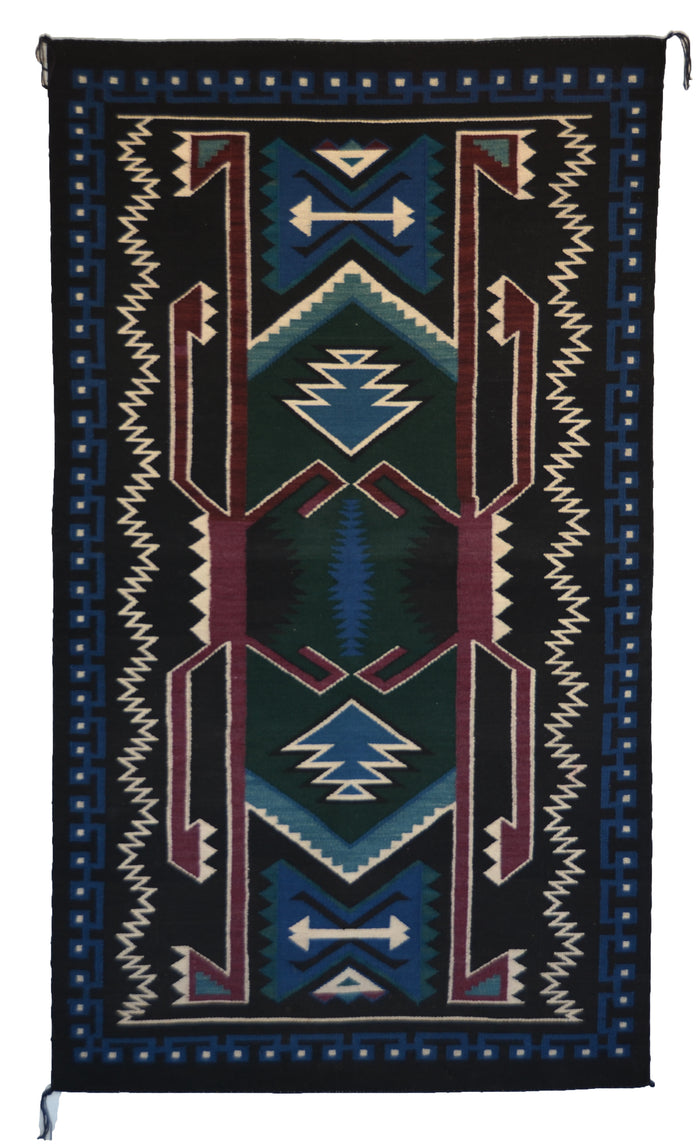 Crystal Navajo Weaving : Gloria Bitsui : Churro 1782 : 44" x 76" (3'8" x 6'4")