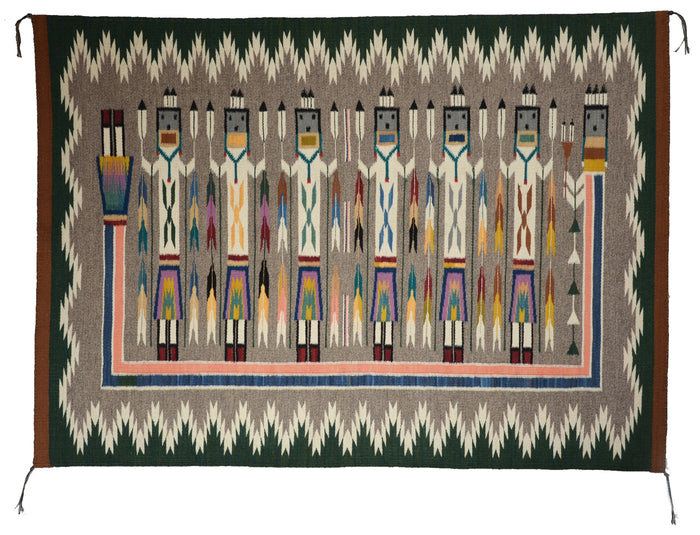 Yei Navajo Weaving :  Elsie Bia : Churro 1792 : 34" x 48" ( 2' 10" x 4')