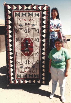 Teec Nos Pos / Yei be Chei Navajo Rug : Cecelia Nez : Churro 12 : 48" x 84" (4' x 7')