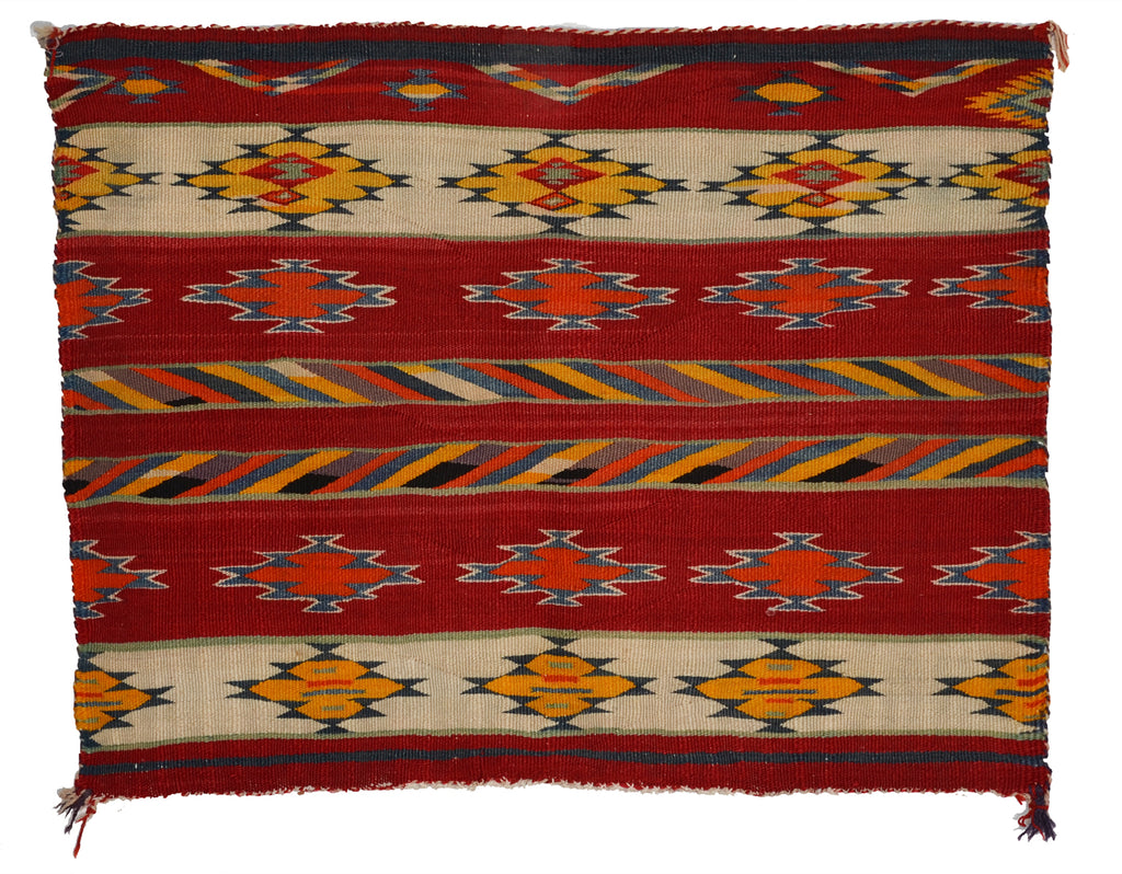 Late classic single saddle Germantown Navajo saddle blanket. 