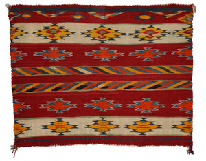 Late classic single saddle Germantown Navajo saddle blanket. 