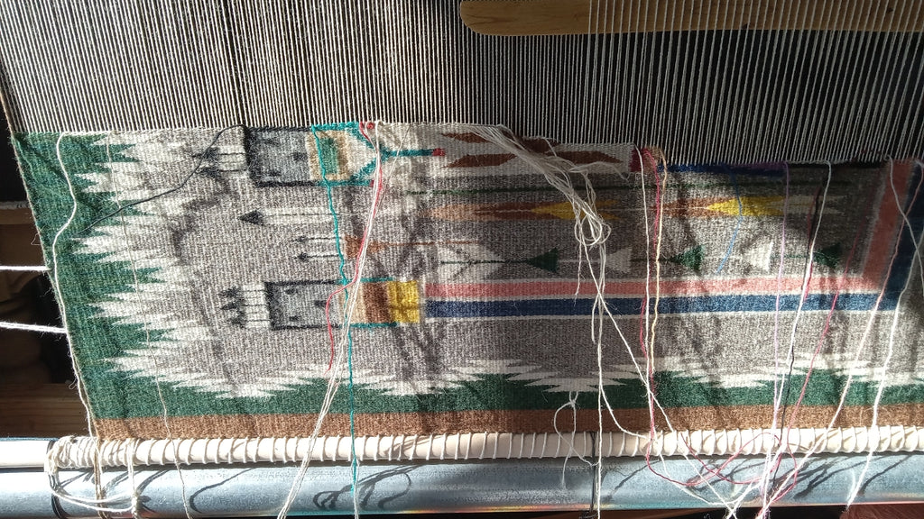 Yei Navajo Rug : Elsie Bia : on the loom
