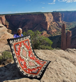 Ganado Navajo Rug : Elsie Bia : Churro 1738 : 47.5" x 72.5"
