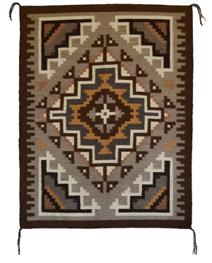 Two Grey Hills Navajo Rug : Helen Bia : Churro 1731 : 27" x 34.5"