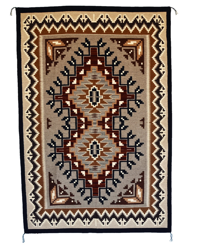 SOLD - Two Grey Hills Navajo Rug : Elsie Bia : Churro 1733 : 36" x 48" : Award winner!