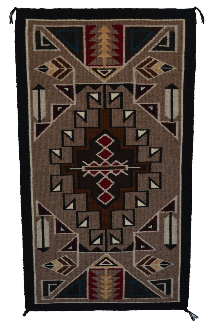 Teec Nos Pos : Navajo Rug : Cecelia Nez :  Churro 1735 : 17" x 30" (1'5" x 2'6")