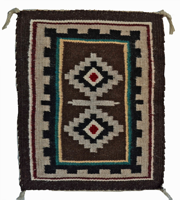 Crystal Design Navajo Rug : Malinda Nez :  Churro 1736 : 11.5" x 14" (1' x 1')