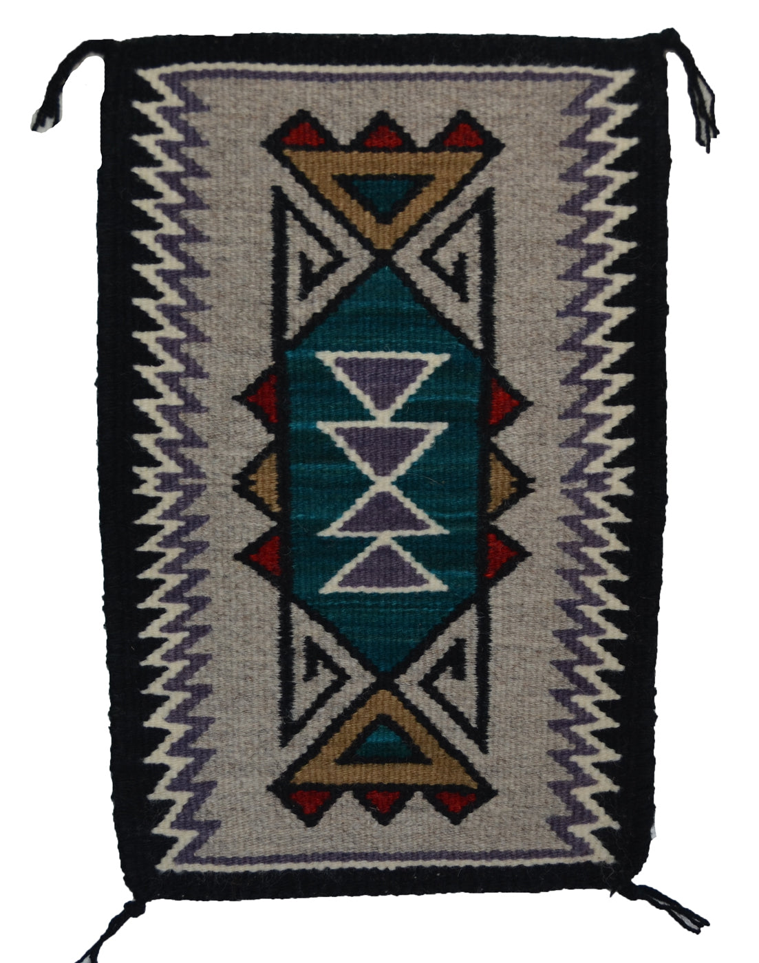 Innovative Design Navajo Rug : Ava Tommie :  Churro 1737 : 9" x 14" (1' x 1') : Award Winner!