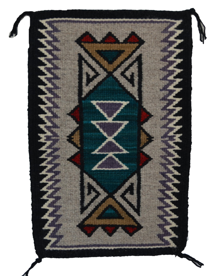 Innovative Design Navajo Rug : Ava Tommie :  Churro 1737 : 9" x 14" (1' x 1') : Award Winner!