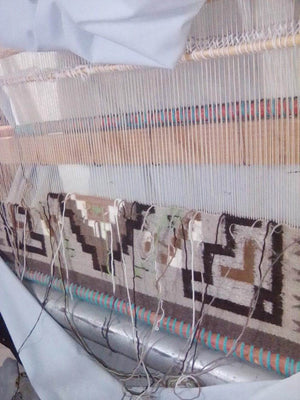 Two Grey Hill Navajo Rug : Gloria Bia : on the loom