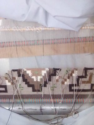 Two Grey Hill Navajo Rug : Gloria Bia : on the loom