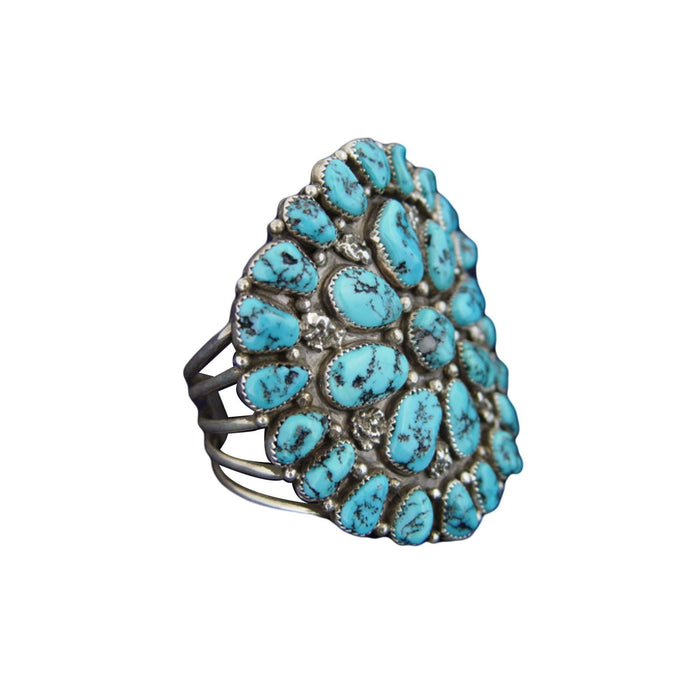 Native American Jewelry : Navajo : Silver And Turquoise Cuff Bracelet : NAJ-3