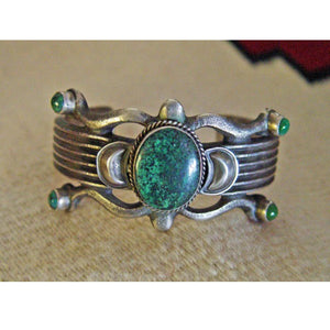 Native American Jewelry : Navajo : Green Turquoise and Silver Bracelet : Martha Cayatineto : NAJ-17 - Getzwiller's Nizhoni Ranch Gallery