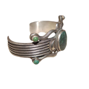 Native American Jewelry : Navajo : Green Turquoise and Silver Bracelet : Martha Cayatineto : NAJ-17 - Getzwiller's Nizhoni Ranch Gallery
