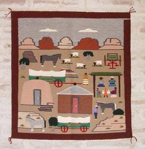 Pictorial : Navajo Weaving : Pauline Glasses : 1345 : 36" x 35" - Getzwiller's Nizhoni Ranch Gallery