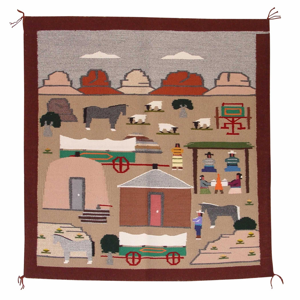 Pictorial : Navajo Weaving : Pauline Glasses : 1345 : 36" x 35" - Getzwiller's Nizhoni Ranch Gallery