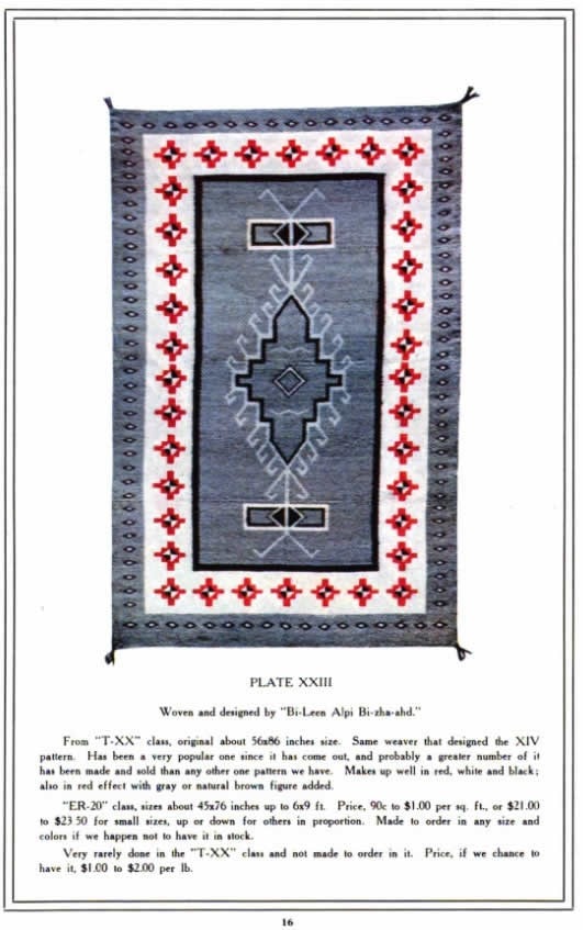 JB Moore Crystal Plate XXIII Navajo Weaving Historic GHT 1052 58