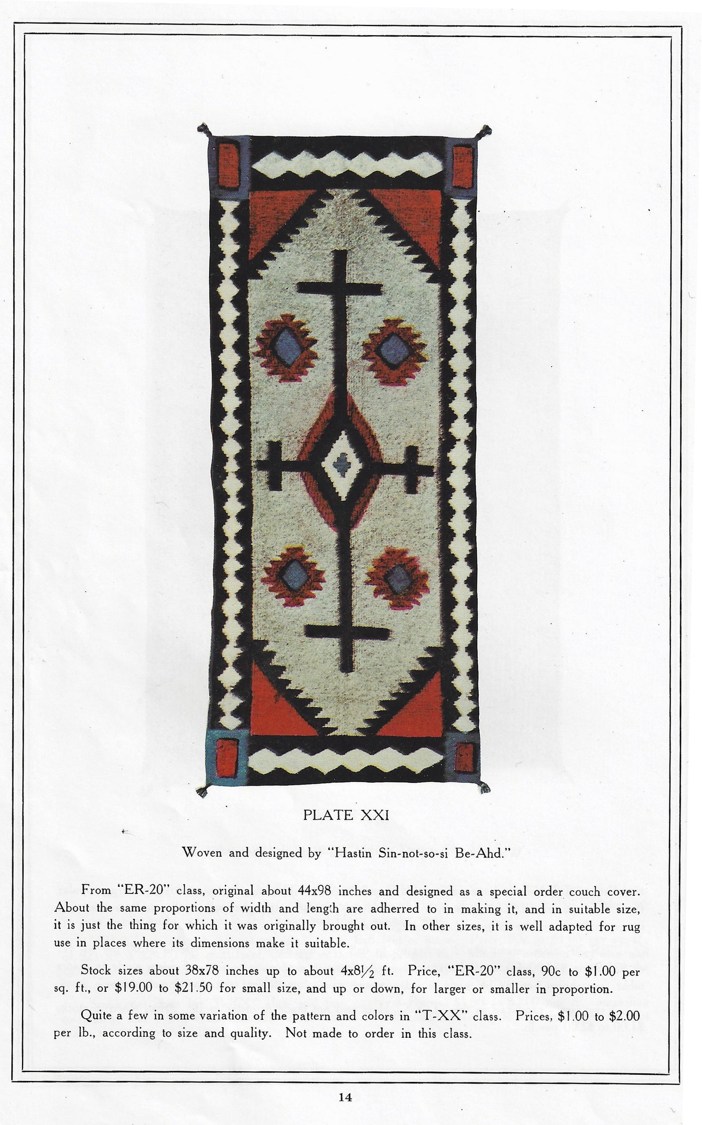 Crystal JB Moore Plate XXI Navajo Weaving Historic GHT 2121 116