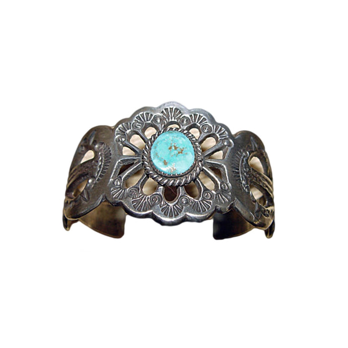 Native American Jewelry : Navajo : Kingman Turquoise Navajo Bracelet : NAJ-30