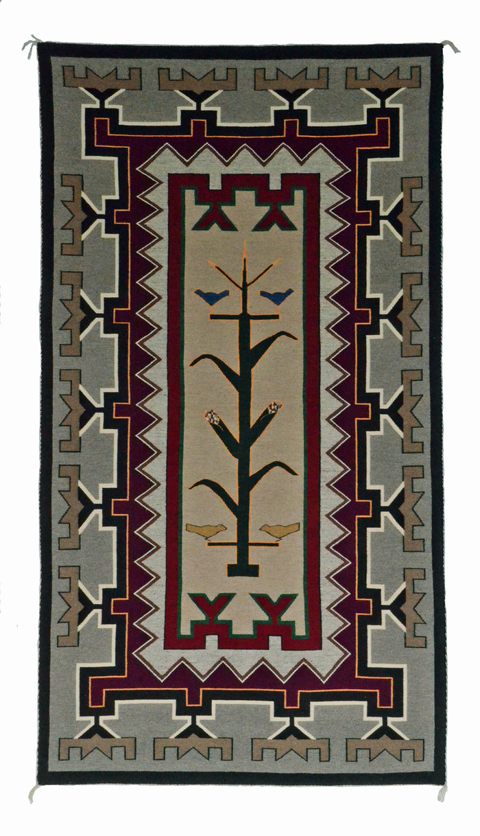 Tree of Life Pictorial Navajo Rug : Berlinda Nez Barber : Churro 174 : 48"  x 72" (4' x 6')