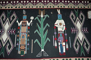 Night Sky Yei be Chei Pictorial Navajo Weaving : Berlinda Nez Barber : Churro 227 : 48"  x 105"