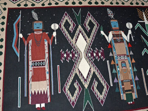 Night Sky Yei be Chei Pictorial Navajo Weaving : Berlinda Nez Barber : Churro 227 : 48"  x 105"