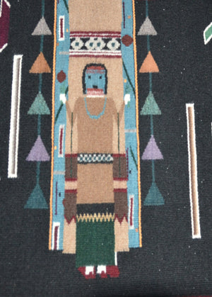 Night Sky Yei be Chei Pictorial Navajo Weaving : Berlinda Nez Barber : Churro 227 : 48"  x 105"