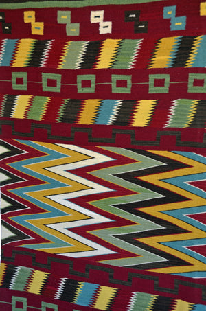 Womans Manta Navajo Blanket : Judy & Jalucie Marianito : Churro 1545 : 37" x 61" - Getzwiller's Nizhoni Ranch Gallery