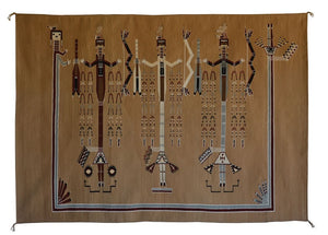 Navajo Sandpainting Weaving - Arrow People : Helene Nez : Churro 679 : 52" x 73" - Getzwiller's Nizhoni Ranch Gallery